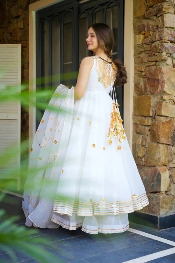 Light Ivory Soft Chiffon Kurta Set with Hand Gotta Work