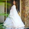 Light Ivory Soft Chiffon Kurta Set with Hand Gotta Work