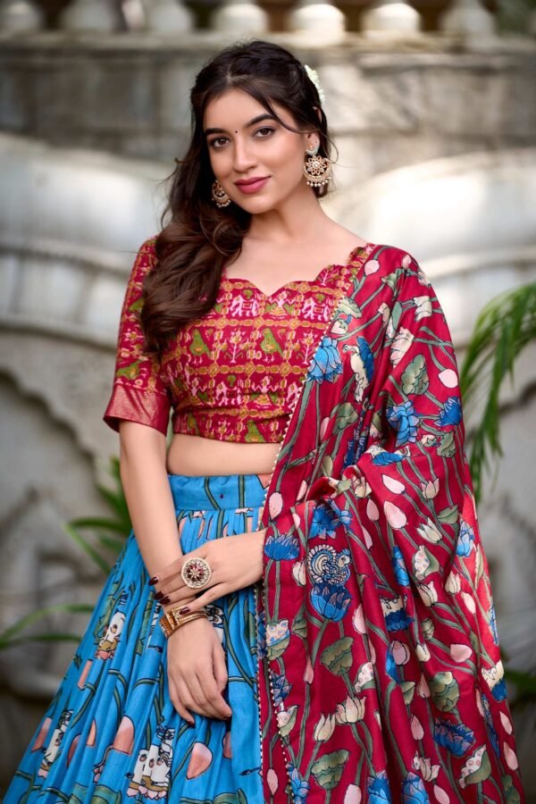 1214FRZCLO.jpg Tussar Silk Lehenga Choli with Pichwai and Patola Prints