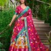 1222WHTMAIN.jpg White Dola Silk Lehenga Choli Set with Kalamkari Print and Zari Weaving