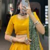 1697MSTCLO.jpg Mustard Color Plain With Gota Patti Cotton Lehenga Choli by Suratikart
