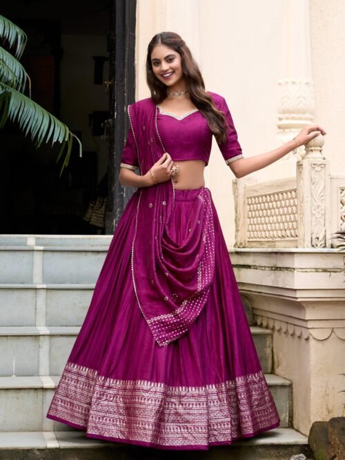 1906WINMAIN.jpg Wine Color Chanderi Lehenga Choli