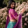 2001SBLCLO1.jpg Sky Blue Color Zari Weaving Work Kanchipuram Women Lehenga Choli