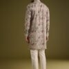 365_4 Grey Printed Kurta Set In Russian Silk With Zipper