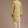369_4 Lime Green Silk Leaf Printed Kurta Set