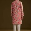 Pink Silk Leaf Printed Kurta Set