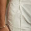 White Linen Zipper Kurta Set With Abstract Leaf Motifs