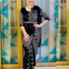 Black Zip Gown Saree with Attached Dupatta