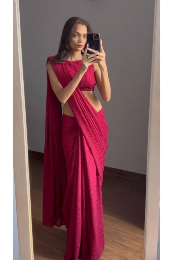 CL-MAROON_1_6559a630-6355-4307-9a75-f92e6d380a2f.jpg Maroon Soft Georgette Lucknowi Work Saree