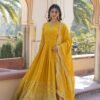 KA-1084YELLOW_1.jpg Yellow Wedding Wear Heavy Sequence Work Gown with Dupatta
