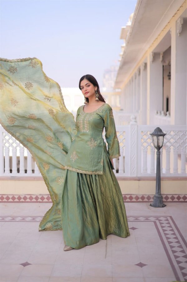 KA-1229_10.jpg Misty Green Fendi Crush Sharara Set