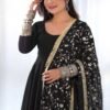 KB-241BLACK_2.jpg Timeless Black Georgette Gown Ensemble Luxurious Embellishments