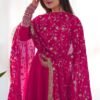 KB-241RANIPINK_5.jpg Dazzling Pink Georgette Gown Set Unforgettable Style