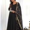 KB-241_BLACK_6.jpg Timeless Black Georgette Gown Ensemble Luxurious Embellishments
