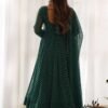 KB-264BOTTLEGREEN_3.jpg Exquisite Bottle Green Laheriya Print Georgette Anarkali Suit with Dupatta