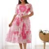 White Floral Georgette One-Piece Dress