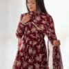 Elegant Multi Floral Print Fox Georgette Anarkali Suit Set