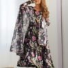KB-274BLACK_2.jpg Black Organza Silk Floral Print Anarkali Suit Set