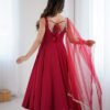 KB-285MAROON_1.jpg Maroon Roman Silk Anarkali Suit Set