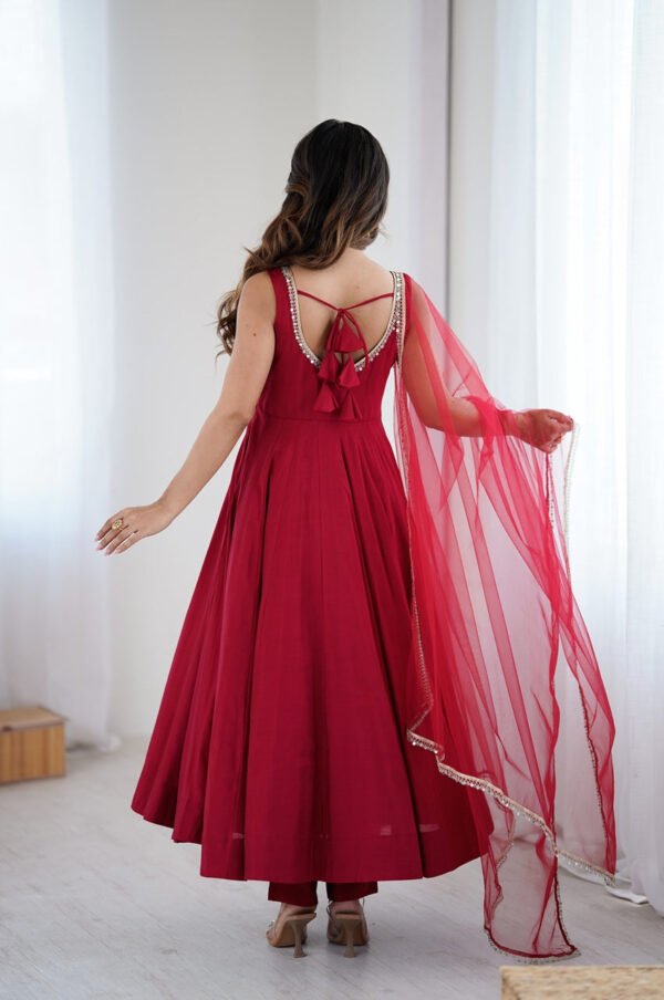 KB-285MAROON_1.jpg Maroon Roman Silk Anarkali Suit Set