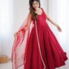 KB-285MAROON_2.jpg Maroon Roman Silk Anarkali Suit Set