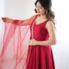 KB-285MAROON_6.jpg Maroon Roman Silk Anarkali Suit Set
