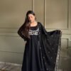 Jacket Style Black Anarkali Suit Set – Party Wear Georgette Anarkali Dress for Women