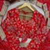 KD626red_1.jpg Premium Red Faux Blooming Georgette Saree with Thread & Sequence Work