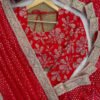 KD626red_2.jpg Premium Red Faux Blooming Georgette Saree with Thread & Sequence Work