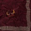 Cherry Oak Space Silk Heavy Saree with Original Jarkhan Diamond Work