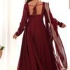 NKB-40MAROON_1.jpg Elegant Maroon Roman Chanderi Silk Anarkali Set with Dupatta and Pants