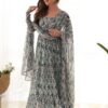 NKB-41BLUE_1.jpg Suratikart Light Blue Zigzag Print Georgette Gown with Dupatta