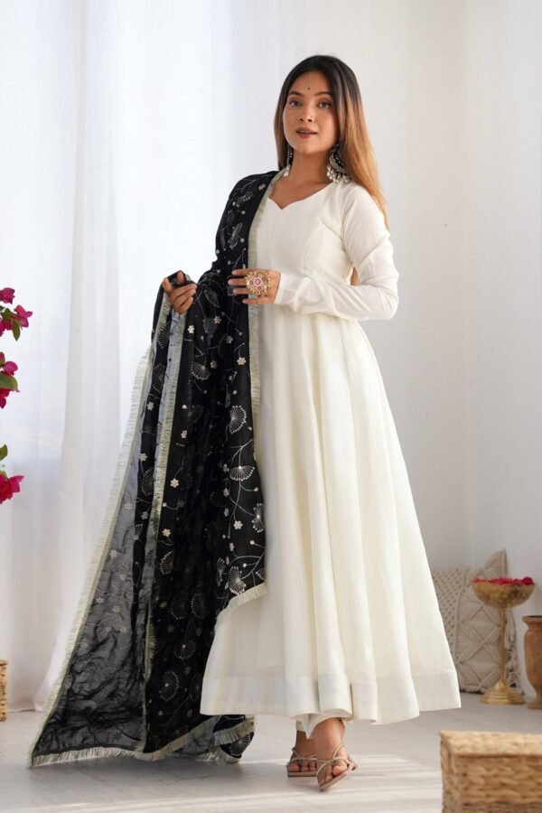 NKB-45_3.jpg Black Vichitra Silk Anarkali Suit Set