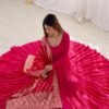 Elegant Roman Silk Chanderi Anarkali Suit Set with Banarasi Jacquard Dupatta