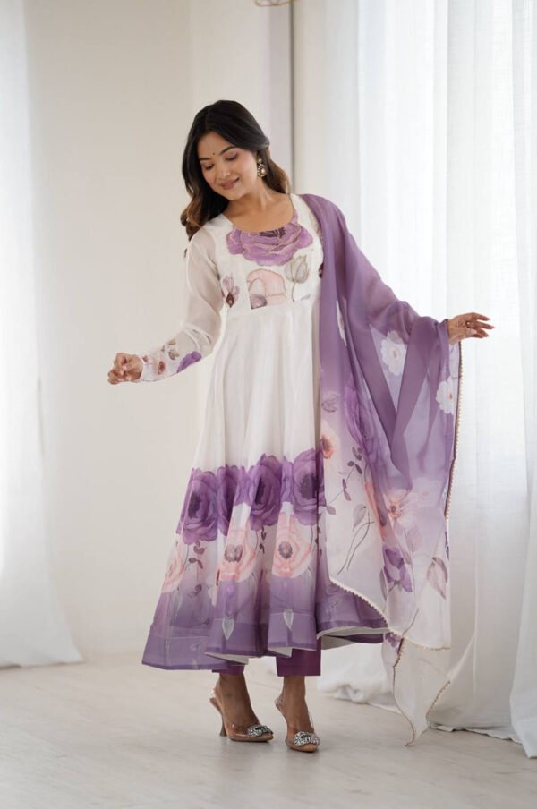 NKB-60BRINJAL_4.jpg Brinjal Color Organza Silk Anarkali Suit with Dupatta