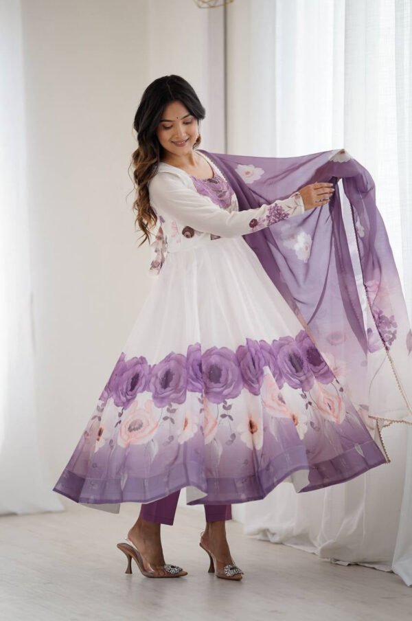 NKB-60BRINJAL_5.jpg Brinjal Color Organza Silk Anarkali Suit with Dupatta