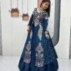 Pc-528_11.jpg Indigo Color Crop Top Lehenga with Embroidered Shrug