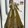Pc-528_8.jpg Mustard Green Crop Top Lehenga with Embroidered Shrug