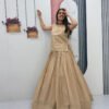 Pc-569_1.jpg Dark Tan Crunchy Silk Lehenga Set with 3.5 Meter Flair & Heavy Sequins Jacket