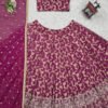 QRC-335_2.jpg Wine Elegant Jacquard Thread & Sequin Work Lehenga Set with Dupatta