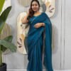 SG-239_8.jpg Regal Blue Space Silk Gown Saree with Beads Lace & Dupatta