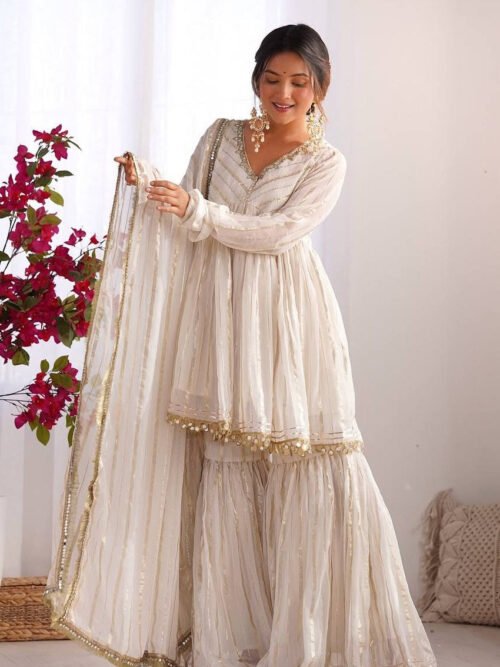 SRK-5300_4.jpg Gold White Designer Sharara Suit Set
