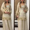 Off White Mirror Work Palazzo Suit
