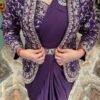 ST-1078PURPLE_3.jpg Wine Rangoli Silk Ready-to-Wear Saree with Embroidered Blouse, Koti
