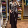 ST-1135_2.jpg Elegant Brown Indo-Western Drape Saree Set