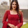 STD-101_1.jpg Maroon Anarkali Suit Set: Embroidered & Georgette Fabric