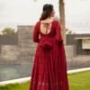STD-101_2.jpg Maroon Anarkali Suit Set: Embroidered & Georgette Fabric