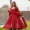 STD-101_4.jpg Maroon Anarkali Suit Set: Embroidered & Georgette Fabric