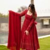 STD-101_5.jpg Maroon Anarkali Suit Set: Embroidered & Georgette Fabric