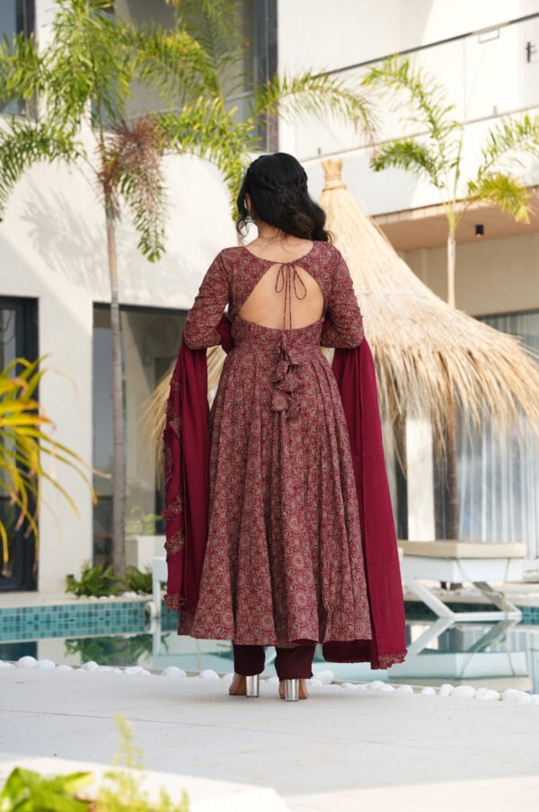 TAN144_2.jpg Traditional Ajrakh Print Maroon Cotton Anarkali Suit